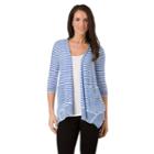 Women's Haggar Striped Open-front Cardigan, Size: Small, Med Blue