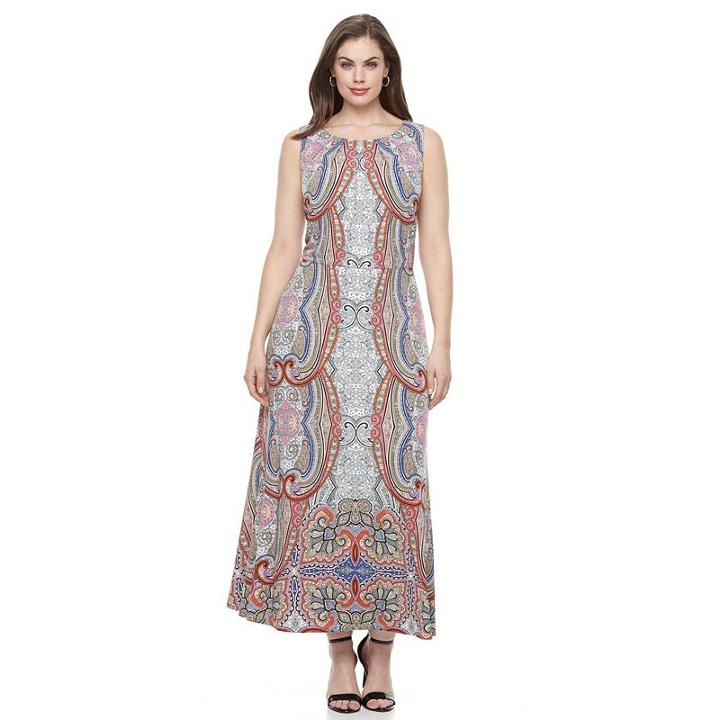 Plus Size Suite 7 Sleeveless Blouson Maxi Dress, Women's, Size: 18 W, Drk Orange