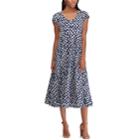 Women's Chaps Print Empire Midi Dress, Size: Xs, Blue (navy)