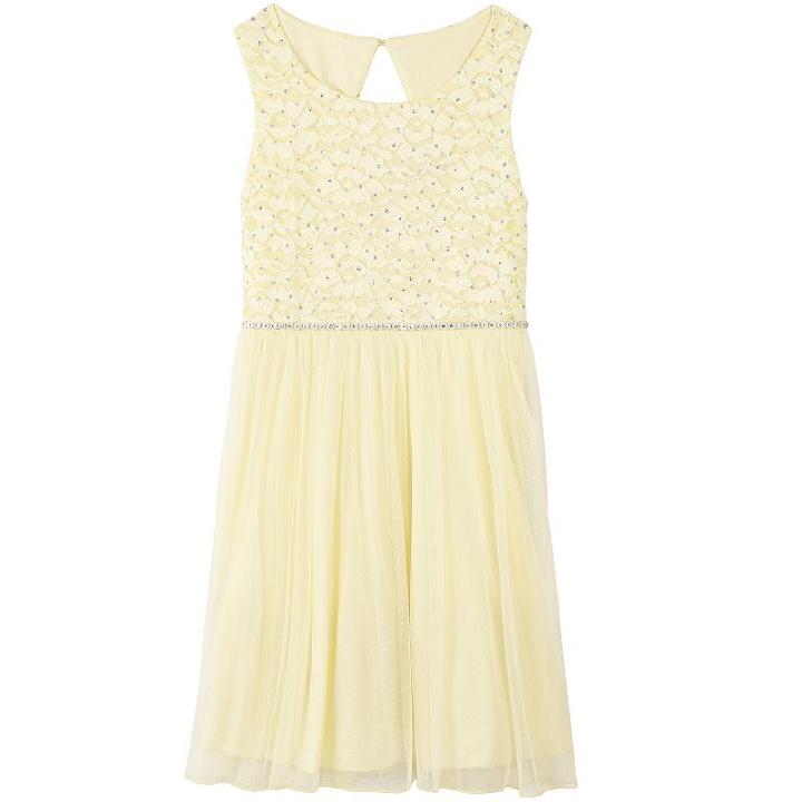 Girls 7-16 Speechless Glitter Lace Bodice Tulle Skirt Dress, Girl's, Size: 10, Lt Yellow