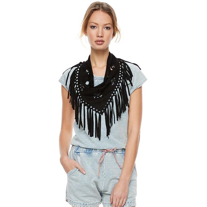 Madden Nyc Floral Laser Cut Faux-suede Fringed Scarf, Women's, Oxford