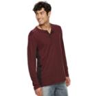 Men's Rock & Republic Pieced Henley Top, Size: Medium, Med Red