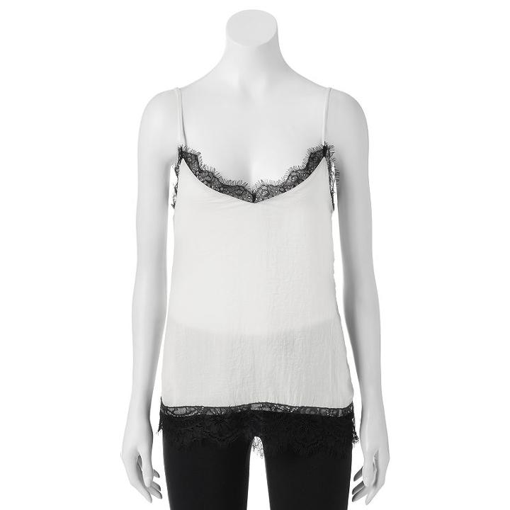 Juniors' Heartsoul Lace Trim Camisole, Girl's, Size: Large, White Oth
