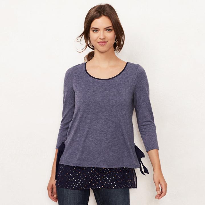 Women's Lc Lauren Conrad Mock-layer Tunic, Size: Large, Dark Blue