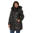 Plus Size Gallery Hooded Faux-fur Trim Puffer Jacket, Women's, Size: 1xl, Black