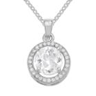 The Silver Lining Cubic Zirconia Silver Tone Halo Pendant, Women's, Size: 18, White