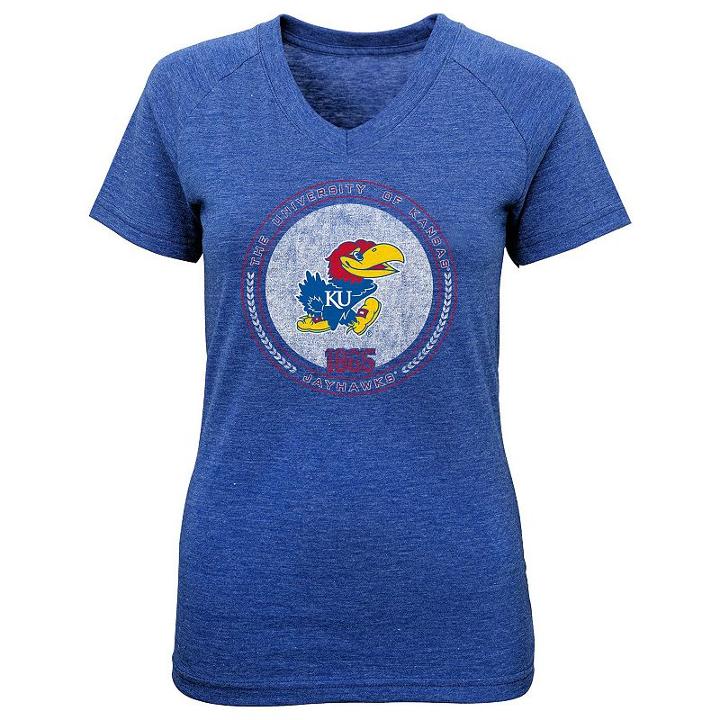 Girls 7-16 Kansas Jayhawks Team Medallion Tee, Girl's, Size: M(10-12), Blue