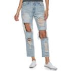 Juniors' Unionbay Ripped Girlfriend Jeans, Teens, Size: 1, Blue