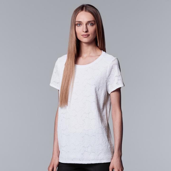 Women's Simply Vera Vera Wang Lace Petal Tee, Size: Medium, White