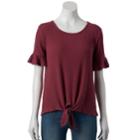 Women's Lc Lauren Conrad Ruffle Knot-front Tee, Size: Xs, Med Purple