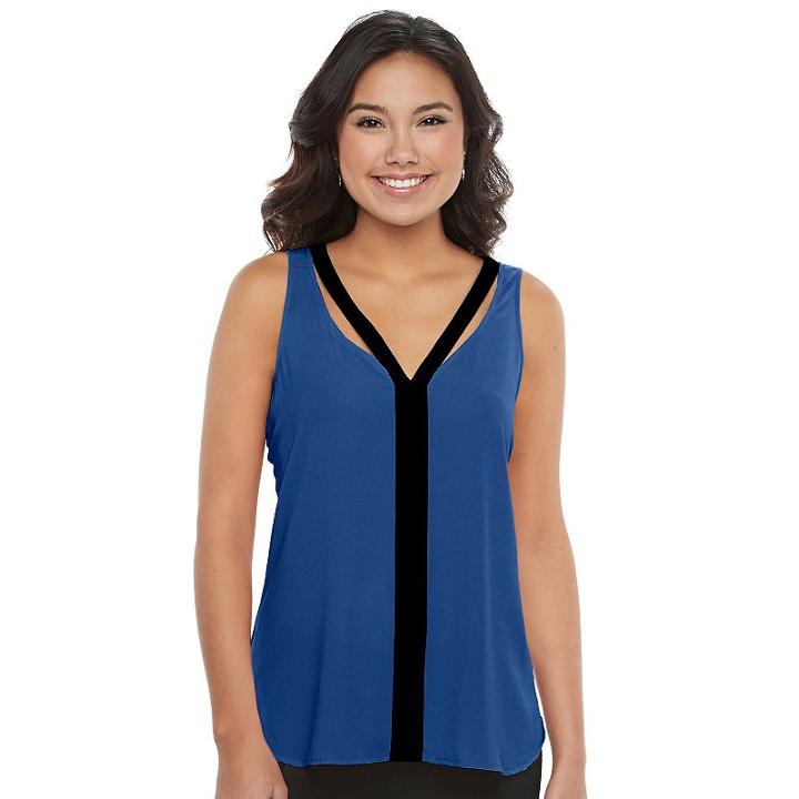 Juniors' Candie's&reg; Contrast Trim Tank, Girl's, Size: Small, Med Blue