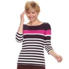 Petite Croft & Barrow&reg; Button-shoulder Boatneck Top, Women's, Size: Xxl Petite, Light Pink