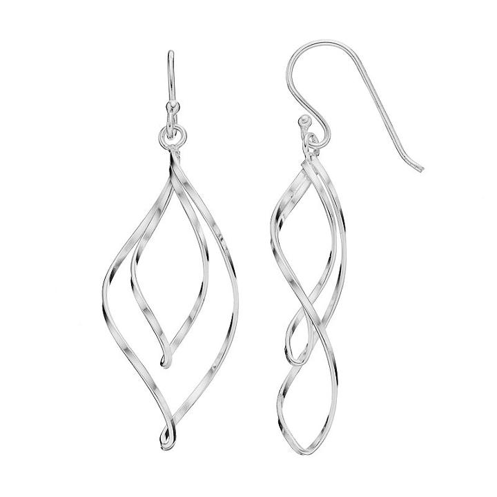 Silver Classics Sterling Silver Twist Teardrop Earrings, Women's, Grey