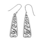 Sterling Silver Scroll Obelisk Drop Earrings, Women's, Grey