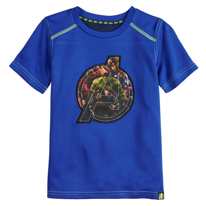 Boys 4-10 Marvel Hero Elite Series Avengers Infinity Wars Collection For Kohl's Shield Logo Active Tee, Size: 7, Light Blue