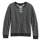 Girls 7-16 Sugar Rush Lace-up Neck Sweatshirt, Size: Small, Black