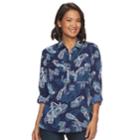 Women's Croft & Barrow&reg; Print Popover Shirt, Size: Small, Dark Blue