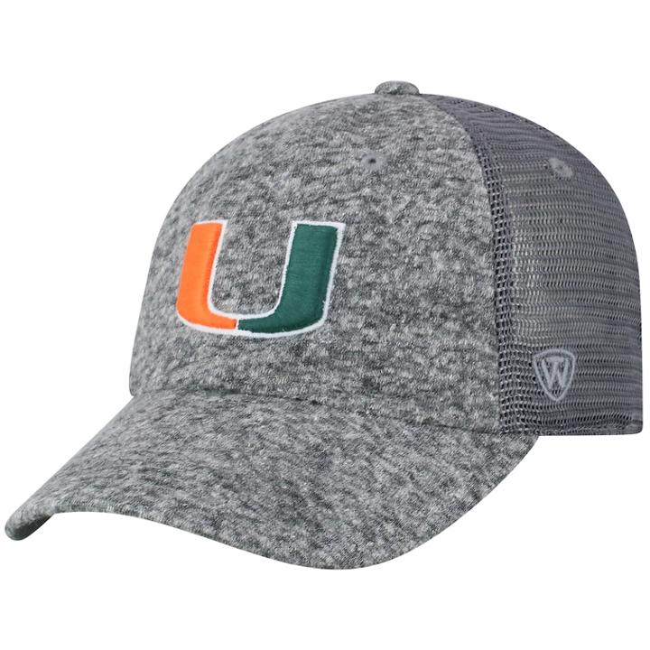 Adult Top Of The World Miami Hurricanes Fragment Adjustable Cap, Men's, Med Grey