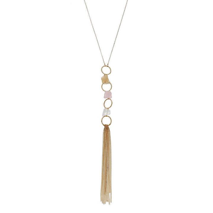 Simulated Quartz Tassel Y Necklace, Women's, Multicolor