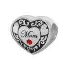 Individuality Beads Sterling Silver Crystal Mom Heart Bead, Women's, Red