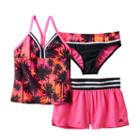 Girls 7-16 Zeroxposur 3-pc. Sundown Sport Tankini Swimsuit Set, Girl's, Size: 14, Med Pink