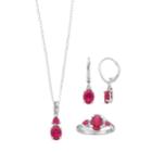 Sterling Silver Lab-created Ruby & Diamond Accent Jewelry Set, Women's, Red
