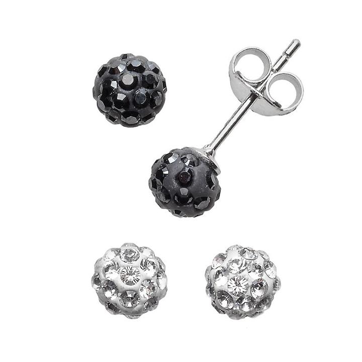 Sterling Silver Crystal Ball And Stud Earring Set - Made With Swarovski Crystals, Women's, Multicolor