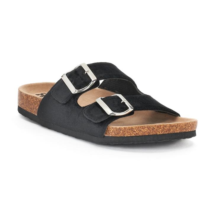 Women's Mudd&reg; Velvet Double Buckle Cork Sandals, Size: Xl, Black