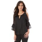 Juniors' Iz Byer Cold-shoulder Dot Top, Teens, Size: Small, Black