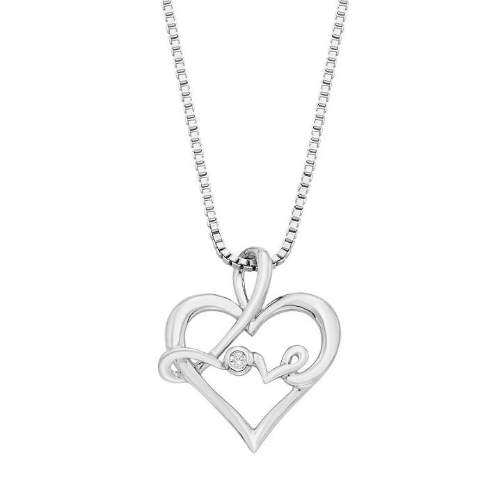 Sterling Silver Diamond Accent Love Heart Pendant Necklace, Women's, Size: 16, Grey