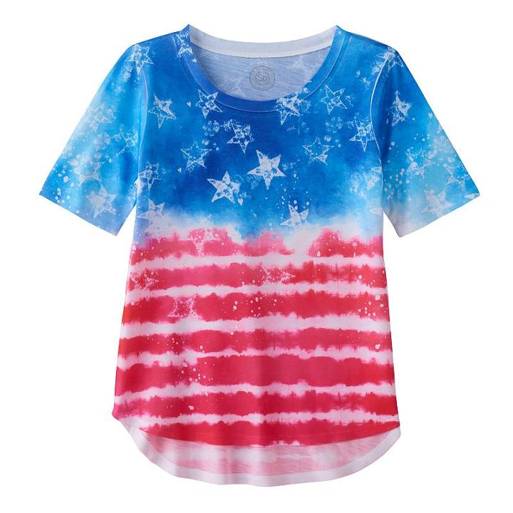 Girls 7-16 & Plus Size So&reg; Americana Flag Sublimated Graphic Tee, Girl's, Size: 7-8, Natural