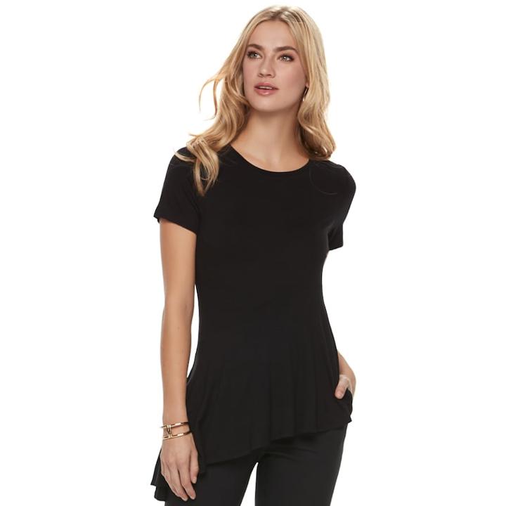Women's Apt. 9&reg; Ruffle Asymmetrical Tunic Tee, Size: Xxl, Black