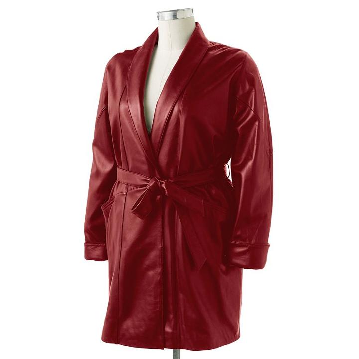 Excelled, Women's Leather Coat, Size: Xs, Red