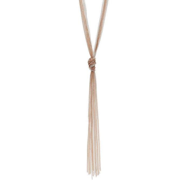 Two Tone Knotted Multi Strand Y Necklace, Women's, Multicolor