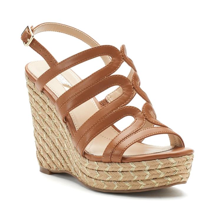 Jennifer Lopez Birch Strappy Wedge Sandals, Women's, Size: 9.5, Lt Brown