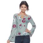 Juniors' Mudd&reg; Cutout Bell Sleeve Top, Teens, Size: Small, Brt Green