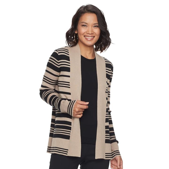 Women's Dana Buchman Ribbed Open-front Cardigan, Size: Xs, Brown Oth