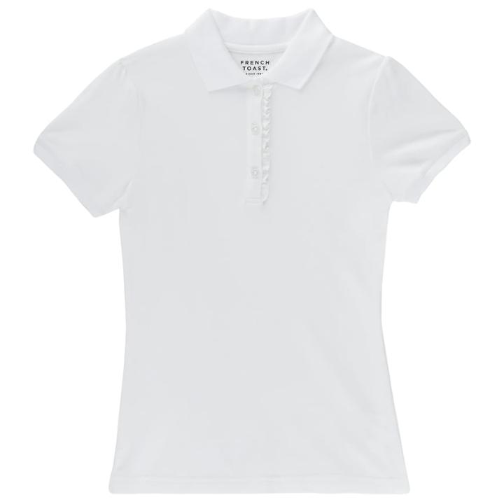 Toddler Girl French Toast School Uniform Short-sleeved Ruffle Polo, Size: 2t, White
