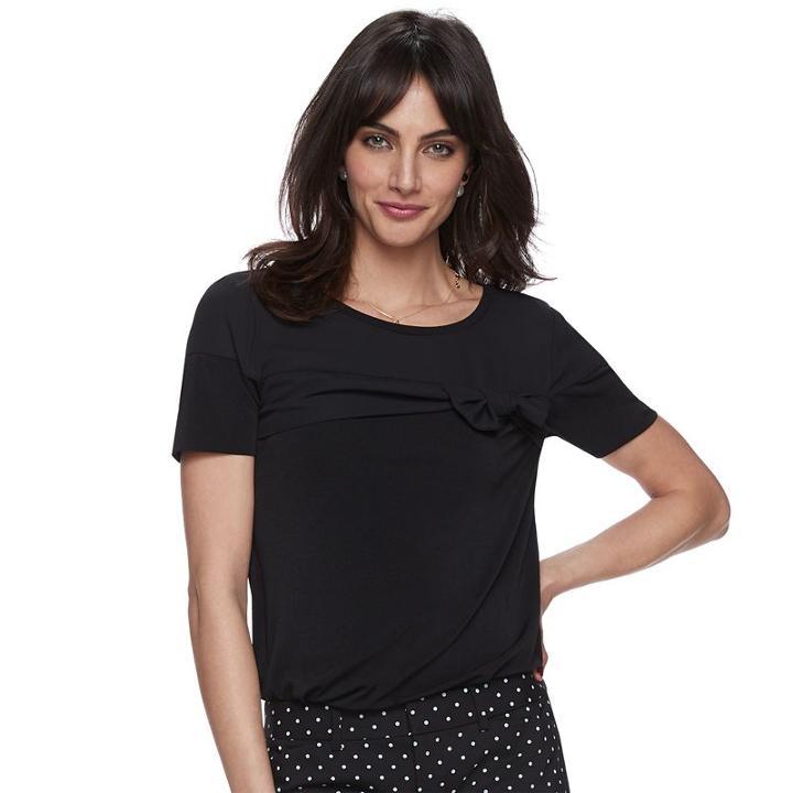 Women's Elle&trade; Ruffle Bow Top, Size: Medium, Black