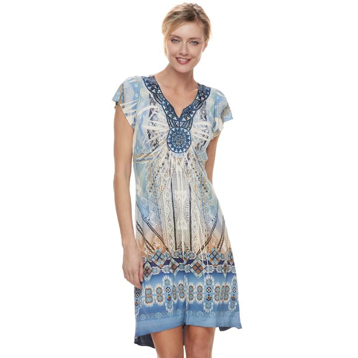 Women's Apt. 9&reg; Medallion High-low Shift Dress, Size: Xl, Blue