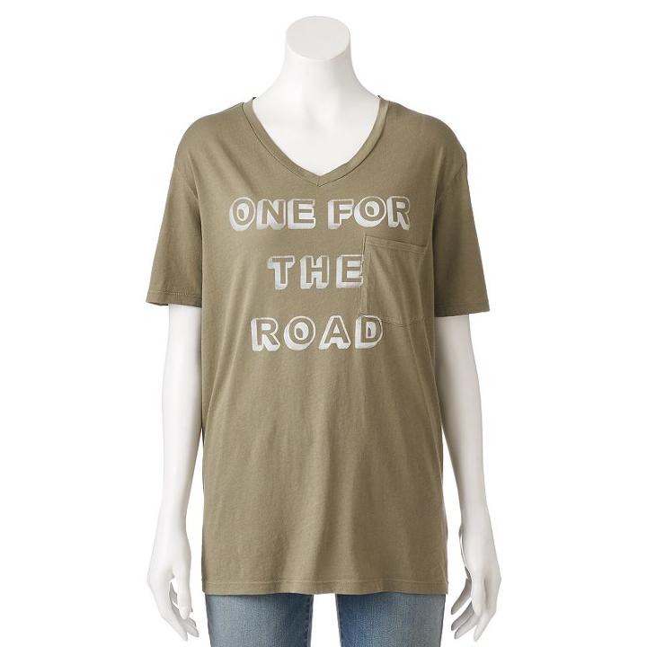 Juniors' Fifth Sun One For The Road V-neck Graphic Tee, Girl's, Size: Xs, Dark Green