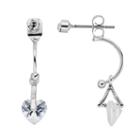 Lc Lauren Conrad Heart Simulated Crystal Front Back Earrings, Women's, Silver