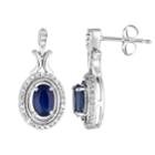 10k White Gold Sapphire & 1/5 Carat T.w. Diamond Halo Drop Earrings, Women's, Blue