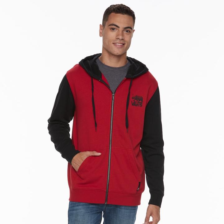 Men's Vans Checker Bear Full-zip Hoodie, Size: Small, Dark Red