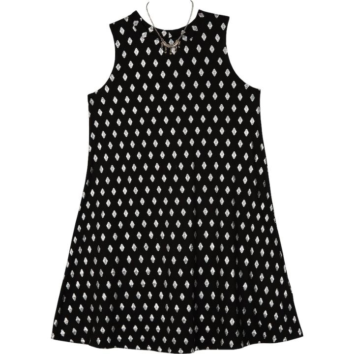 Girls 7-16 Iz Amy Byer Knit Sleeveless Swing Dress With Necklace, Size: Large, Black Silver