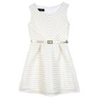 Girls 7-16 Iz Amy Byer Ivory Knit Mesh Belted Skater Dress, Girl's, Size: 14, White Oth