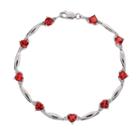 Sterling Silver Lab-created Ruby And Diamond Accent Heart Bracelet, Women's, Size: 7.5, Red