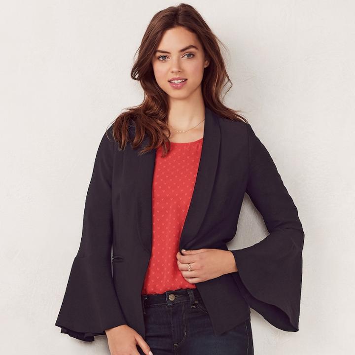 Women's Lc Lauren Conrad Flare Blazer, Size: 4, Black