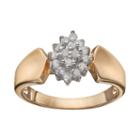 Diamond Cluster Engagement Ring In 18k Gold Over Silver (1/4 Carat T.w.), Women's, Size: 8, White
