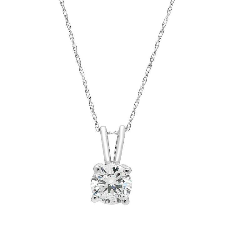 14k White Gold 1 Carat T.w. Lab-created Moissanite Pendant, Women's, Size: 18